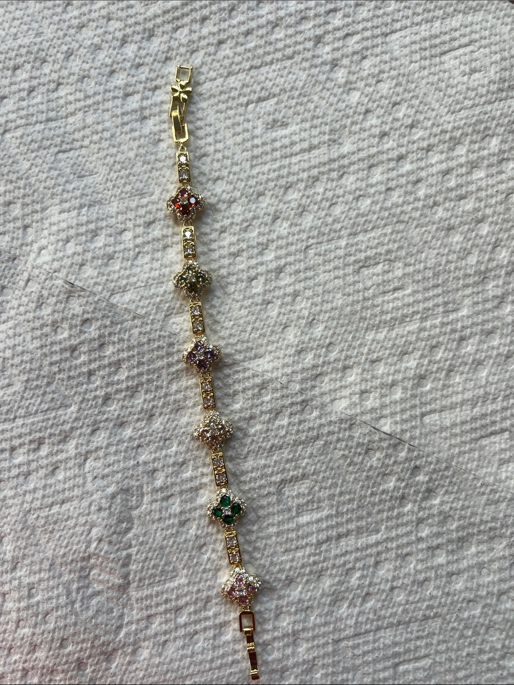 Gold Multi-Gemstone Floral Link Bracelet - Women Jewelry